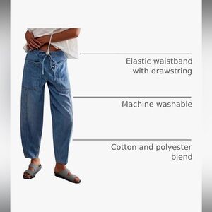 Blue barrel Jeans with Elastic Waistband